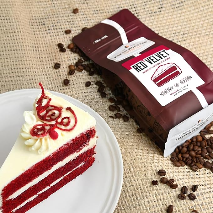 Fresh Roasted Coffee, Red Velvet Flavored Coffee, 12 oz, Medium Roast, Kosher, Ground