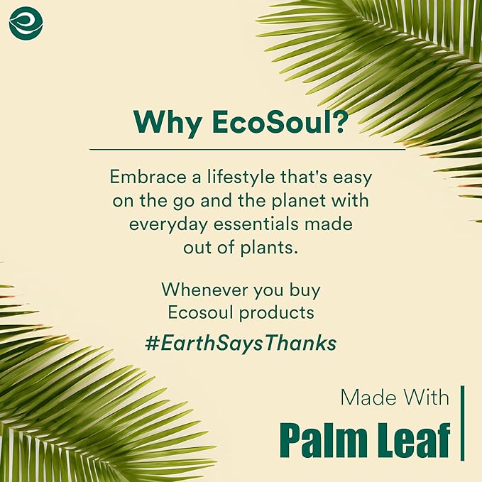ECO SOUL Palm Leaf Disposable Bamboo Plates 10" Round Compostable & Biodegradable Party Plates for Christmas Dinner, Weddings, Parties & Events 200 Count