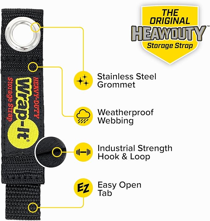 Heavy-Duty Wrap-It Storage Straps, 7-inch (6 Pack) - Hook and Loop Tool Cord Organizer, Extension Cord Hanger, Kitchen Cord Keeper, Cable Straps for Cords, Hoses, Rope, RV, and Garage Organization