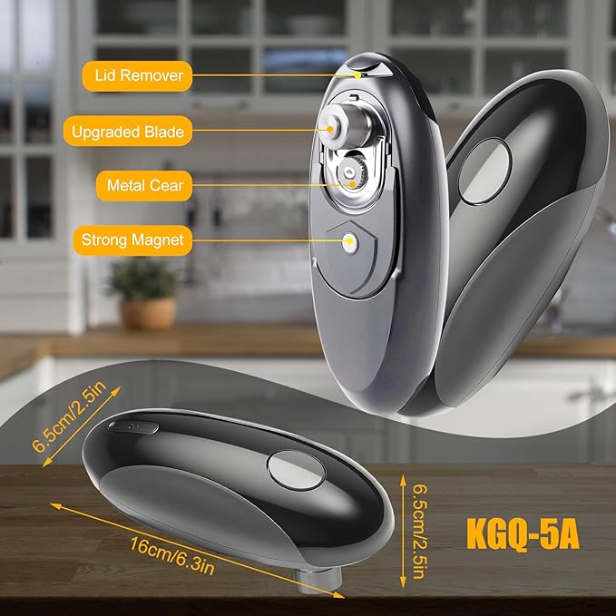 Electric Can Opener,Auto Can Opener,One-Touch Can Opener,Smooth Edge,Hands Free,Food Safety,Automatic Kitchen Gadget,Battery Operated,Opens Almost Any Cans