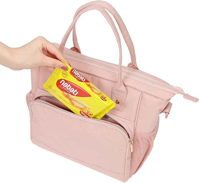 NISHEL Lunch Box for Women with Adjustable Shoulder Strap, Portable & Reusable Cooler Bag, Lunch Leak-proof Insulated Thermal Compartment, for Office Work Picnic Travel Gym, Pink
