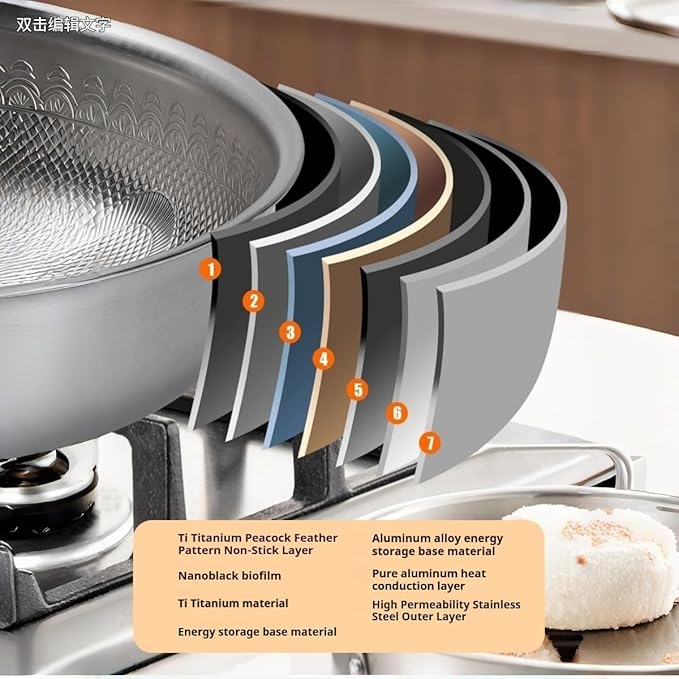 Titanium Pan,Titanium Frying Pan With Lid,No Coating Non-Stick Titaniums Cookware,Ultra-Durable, Scratch-Resistant, Compatible With All Cooktops