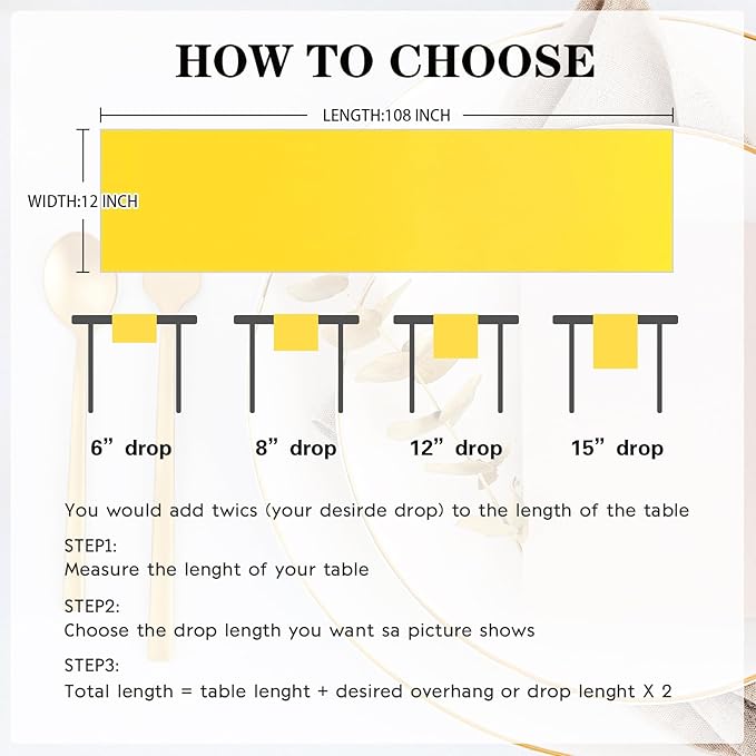 Yblut 10 Pack Satin Table Runner 12 x 108 Inch Long Yellow Silk Table Runner for Wedding Party Banquet Birthday Decoration