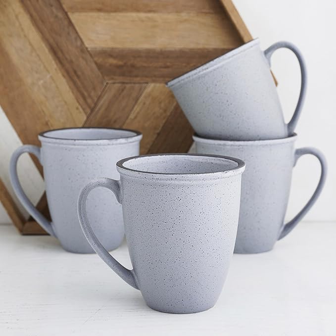 Stone Lain Tina Rustic Stoneware Reactive Glaze Dinnerware Set, Service for 4, Blue and Grey, 16 Piece