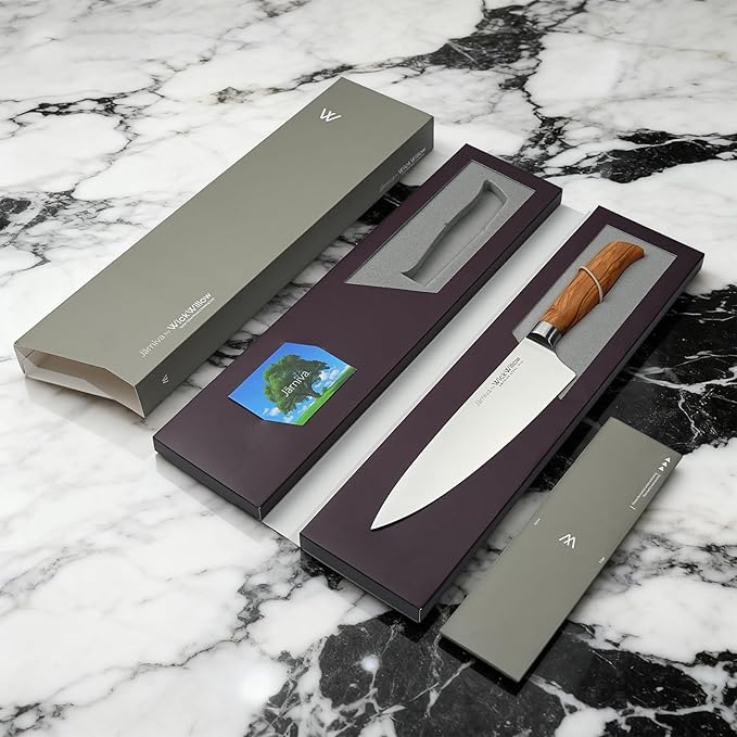 8 Inch Chef Knife ??Razor Sharp Swedish Steel Kitchen Knife with Italian Olive Wood Handle ??Premium Cutting Knife for Meat, Vegetables & Prep ??Gift for Home Cooks & Chefs