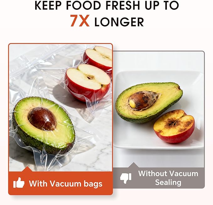 100PCS Vacuum Sealer Bags Set, 60 Quart 8" x 12" & 40 Gallon 11" x 16", Pre-Cut Food Saver Bags for Vacuum Sealer Machine, BPA-Free Storage Bags for Freezer Meal Prep & Sous Vide