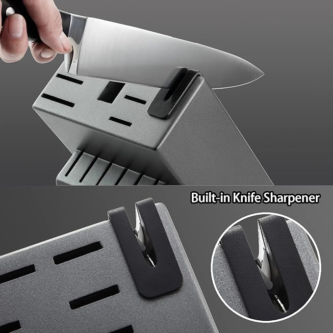 McCook짰 Knife Sets,German Stainless Steel Kitchen Knife Block Set with Built-in Sharpener