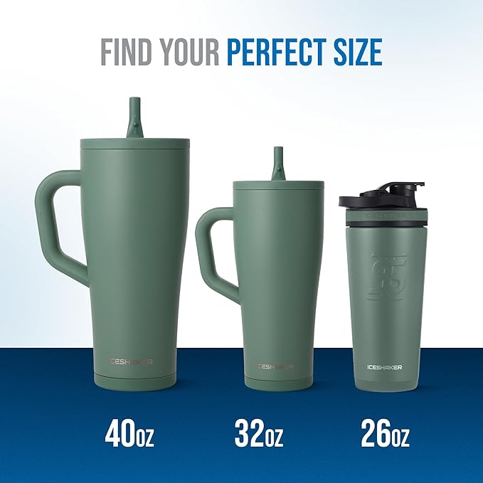 Ice Shaker 32 oz Tumbler with Handle and Straw | 32oz Aura | Cold for 30+ Hours | 2-in-1 Tumbler Shaker Bottle | Odor-Free 32 ounce Bottle for Water, Protein Shakes, Smoothies, Cocktails