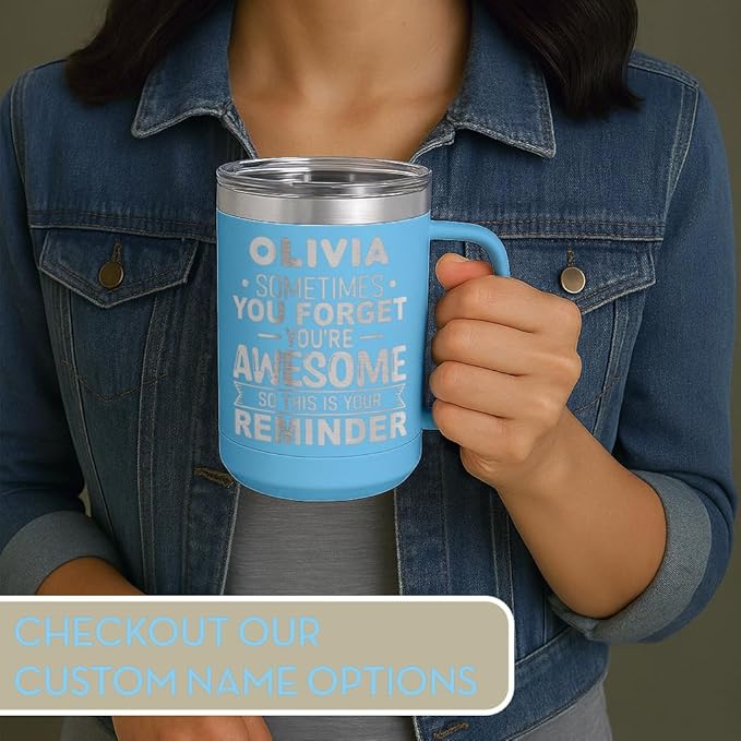 Spotted Dog Company Inspirational Travel Coffee Mug, Inspirational Gifts for Men Dad Father Wife Sister Women, Birthday For Him Her, You?셱e Awesome Tumbler, Teacher Coworker Gifts 15oz Light Blue