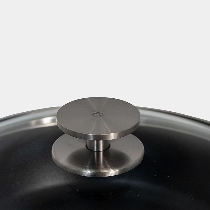 Swiss Diamond Nonstick Hybrid Ceramic and Diamond-Infused Deep Saute Pan With Glass Lid, PFAS- and PFOA-free, Dishwasher & Oven Safe Up To 500 째F (4.1 Quart)