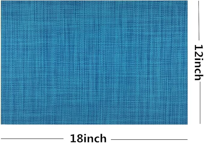WAZAIGUR Placemats,Easy to Clean Crisscross Woven Vinyl Place Mats Durable Non-Slip Heat Resistant Table Mats,Placemats for Kitchen Table Set of 8,Blue