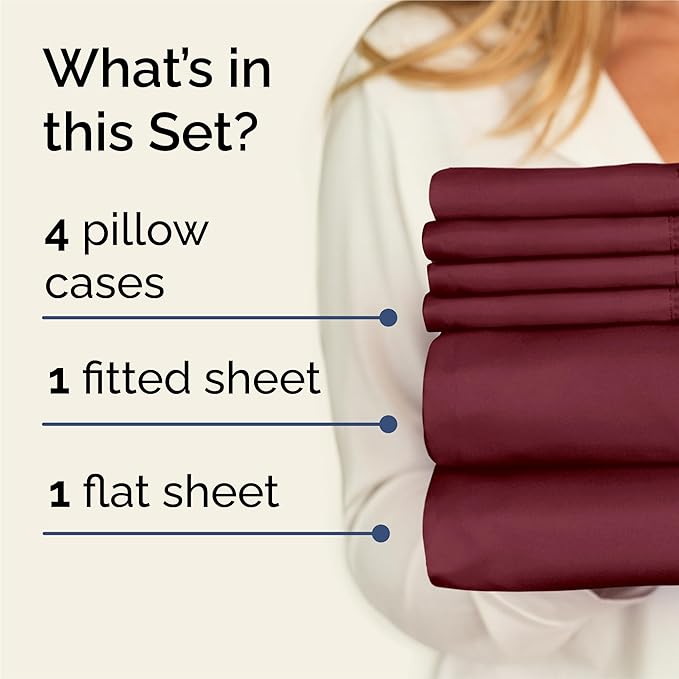 King 6 Piece Sheet Set - Cooling & Breathable Bed Sheets - Hotel Luxury Bed Sheets for Women, Men, Kids & Teens - Comfy Bedding w/Deep Pockets & Easy Fit - Soft & Wrinkle Free - King Burgundy Sheets