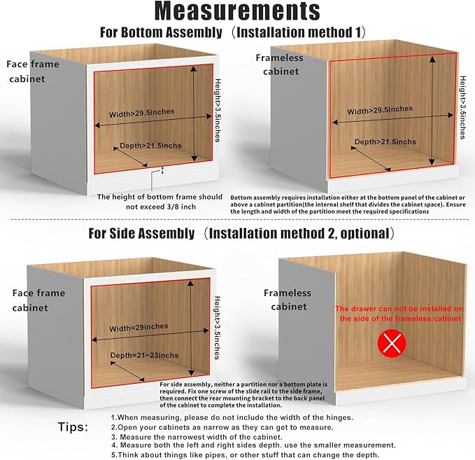 28?쓂 x 21?쒭 x 3?쒱 Soft Close Slide Out Wood Drawer Organizer for Kitchen, (Cabinet Opening>29.5 inches for Bottom Assembly, Width= 29 inches for Side Assembly)