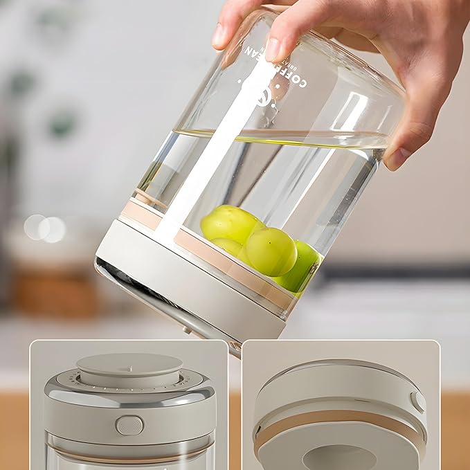 IwaiLoft Glass Coffee Bean Storage Container with Airtight Lid,Glass Sealed Jar with Date Tracker,Vacuum Coffee Canister for Nuts,Food Fresh Storage,Clear Borosilicate Glass Jar (57OZ/1700ML)