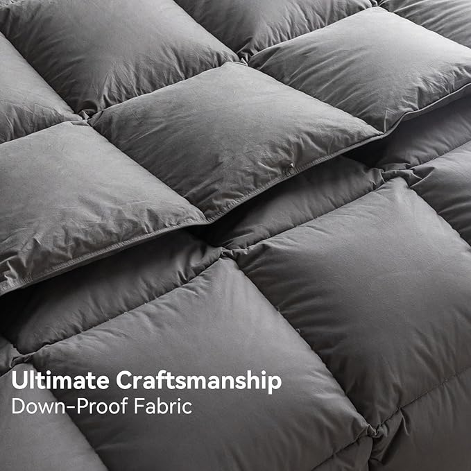 Feather Down Comforter Cal King Size,Hotel Style Bedding Comforter,750+ Fill Power,1200TC,100% Organic Cotton Fabric,All Season White Duvet Insert with 8 Corner Tabs