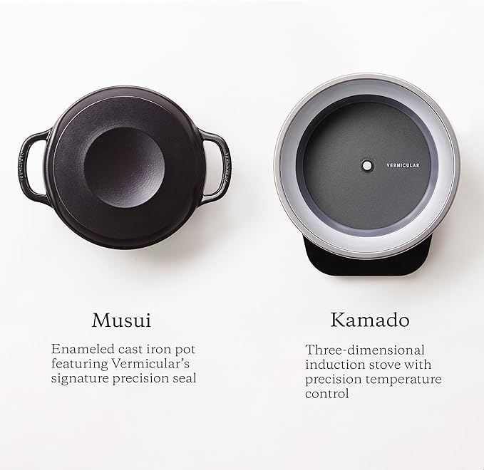 Vermicular Musui?밙amado (RICEPOT) | Cast Iron Induction Cooker | Precision Multicooker | Japanese Rice Cooker | Slow Cooker | Non-Toxic Enameled Cast Iron Pot | Matte Black & Silver | US Model (120V)