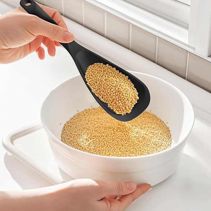 Silicone Cooking Utensils Set - 600째F Heat Resistant, Nonstick Kitchen Utensil Set with Spatulas, Spoons, Whisk, Tongs, BPA Free, Dishwasher Safe, Black