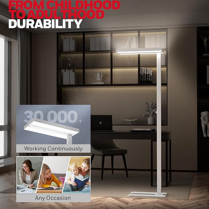 Honeywell LED Floor Lamp Modern - 02E Pro Sunturalux??Eye Caring Standing Light, 10400LM Dimmable Reading Tall Lampara for Home Office Living Room Bedroom,100W,4000K Natural Daylight