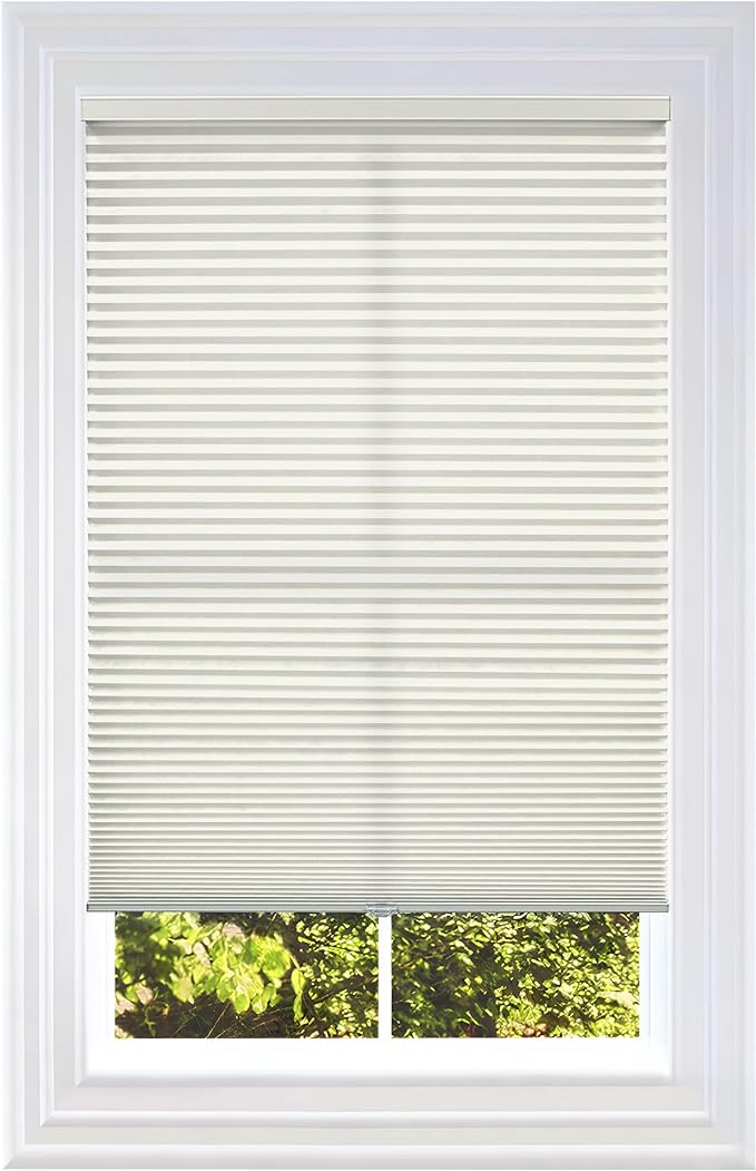 BlindsAvenue Cellular Honeycomb Cordless Shade, 9/16" Single Cell, Light Filtering, White Dove, Size: 64" W x 48" H