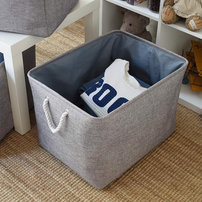 TheWarmHome Storage Baskets for Organizing, Sturdy Fabric Storage Basket , Foldable Storage Baskets for Shelves Closet Nursery Toy (Grey 3 Pack 20.5횞15.7횞13.8inch)