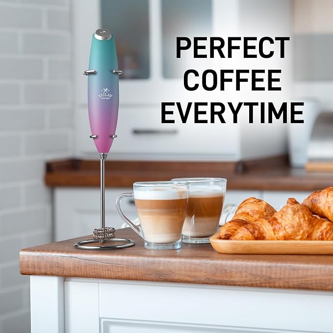 Zulay Kitchen Double Whisk Milk Frother ??Handheld Foam Maker for Coffee, Lattes, Matcha, Hot Chocolate & Cappuccinos ??Whip Creamy Froth in Seconds, Portable & Easy to Use