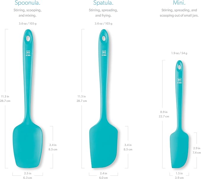 DI ORO Silicone Spatula Set - Rubber Kitchen Spatulas for Baking, Cooking, & Mixing - 600째F Heat-Resistant & BPA Free Silicone Scraper Spatulas for Nonstick Cookware - Dishwasher Safe (3pc, Teal)