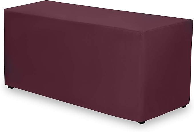 Gee Di Moda Fitted Tablecloth - 48 x 30 Inch Burgundy Floor-Length Fitted Table Cloth for 4 Foot Rectangle Table, Heavy Duty Washable Fabric for Parties, Dinner, Weddings, Baby Shower & Trade Show