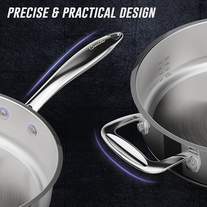 Stainless Steel Pots and Pans Set 10 Piece, Kitchen Cookware Set with Nonstick Frying Pans and Glass Lids, Induction Cookware Set, Including 2 Saucepans, Saut챕 pan, 2 Frying Pans, Stock Pot