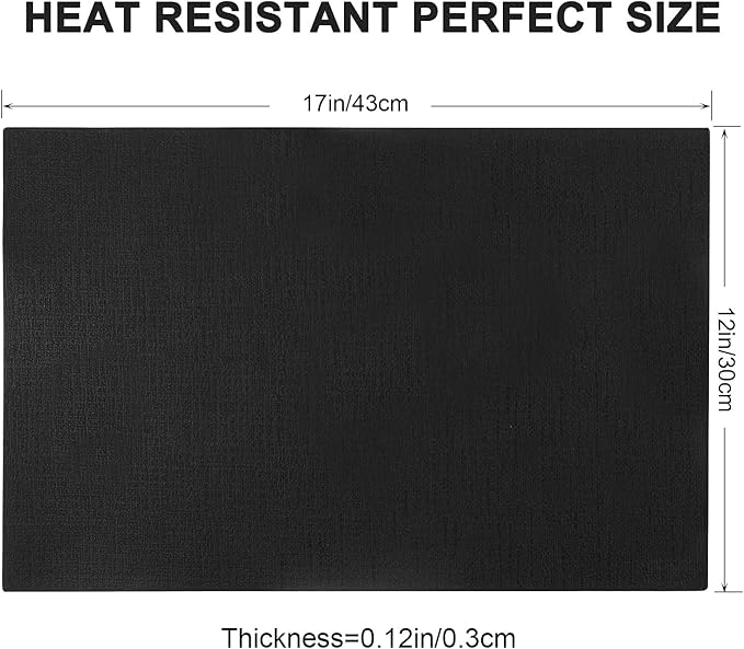 LANDVIEW Leather Heat Resistant Placemats Set of 6 Waterproof Wipeable Washable PU Table Mats,Easy to Clean Anti-Slip Place Mats (Black, 6)
