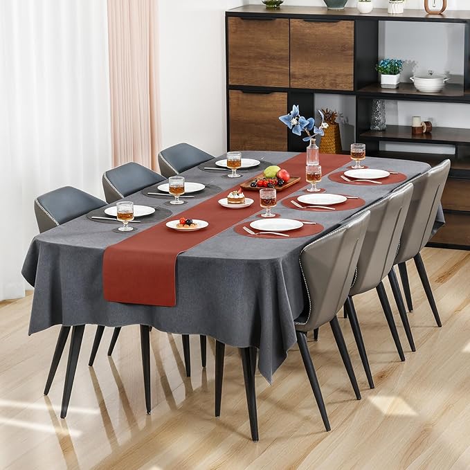 Myir JUN Round Dual-Sided Placemats, Faux Leather Set of 4 for Indoor and Outdoor Dining Tables, Non-Slip Washable Table Mats (Gray Terracotta)