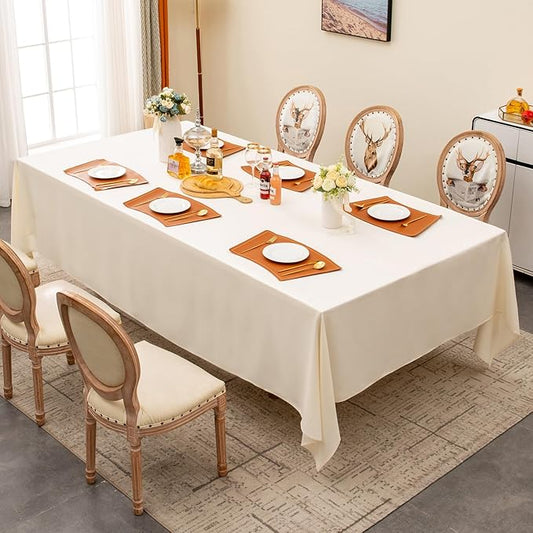 BALCONY & FALCON Table Cloth ??Waterproof, Wrinkle Resistant & Washable Rectangle Tablecloth and Table Cover for Dining Room, Kitchen, Outdoor, Party & Birthday Use (Ivory, 55" x 71")