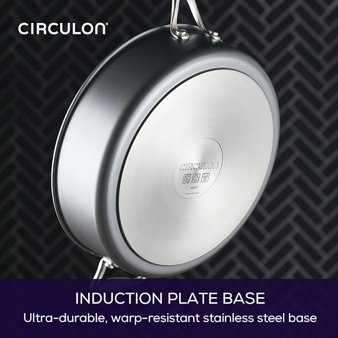 Circulon A1 Series with ScratchDefense Technology Nonstick Induction Saut챕 Pan with Helper Handle and Lid, 5 Quart, Graphite
