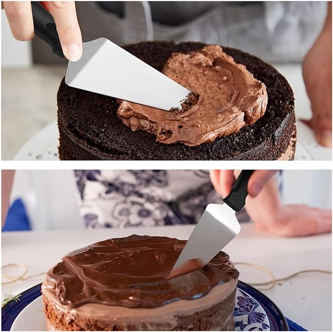RHBLME 25 Pack Pizza Spatula, Pie Server Pie Cutter Cake Cutter, Stainless Steel Cake Serving Spatula Non Slip Easy to Grip Baking Triangular Spade Plastic Handle Shovel