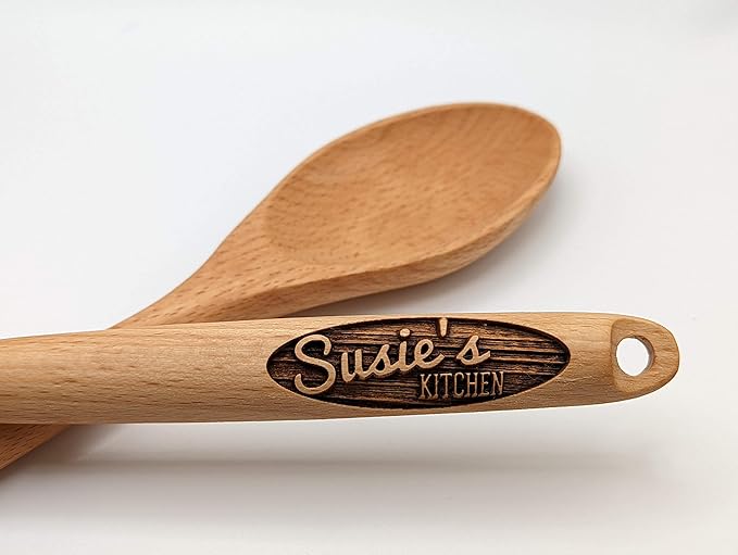 Personalized Engraved Wooden Spoon ??Custom Name & Kitchen Script | Solid Beech Wood Cooking & Baking Gift