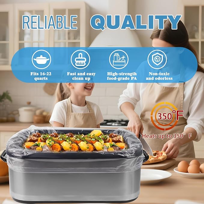 10 ×Electric Roaster Liners 34 x 18 Inch Disposable Roaster Liners Fits 16, 18, 22 Quarts Roasters, Roasting Pan Liners Cooking Bags for Immediate Cleanup