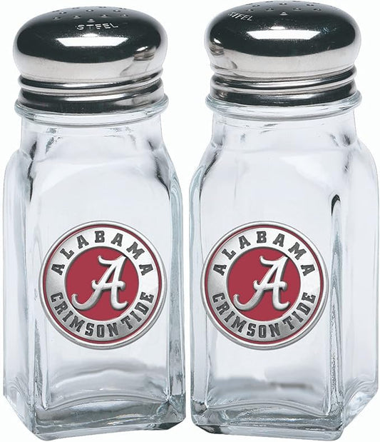 Heritage Pewter University of Alabama Crimson Tide Salt and Pepper Shaker Set of 2 Bottles | Expertly Crafted Pewter Glass