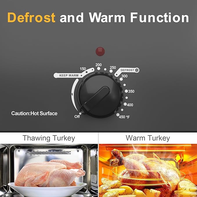 RoyalCraft 26-Quart Electric Roaster Oven with Visible Self-Basting Lid, Turkey Roaster Oven with Removable Pan and Rack, Perfect for Large Meals and Holiday Feasts, Grey