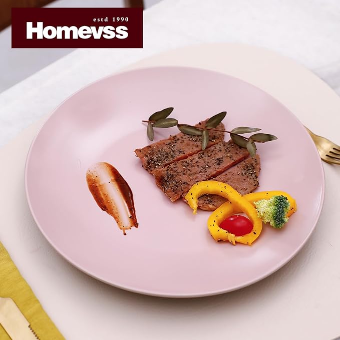 Stoneware Two-Tone Colors Life 18pc Dinner Set竊똎utside Shiny Black + Inside Matte Glaze Rose