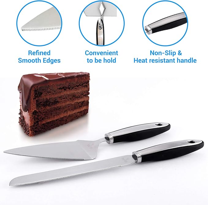 Cake Cutting Set for Wedding Cake Knife and Server Set, Cake Cutter and Pie Spatula, Cake Server and Knife Set of 2