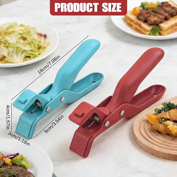 Hot Plate Grippers, Hot Plate Gripper Tongs, Multi-Function Anti-Scald Bowl Clip, Thickened Non-slip Hot Dish Plate Holder, Microwave Oven Cooking, Kitchen Utensil for Bowls, Pans, Dishes (Red+Green)