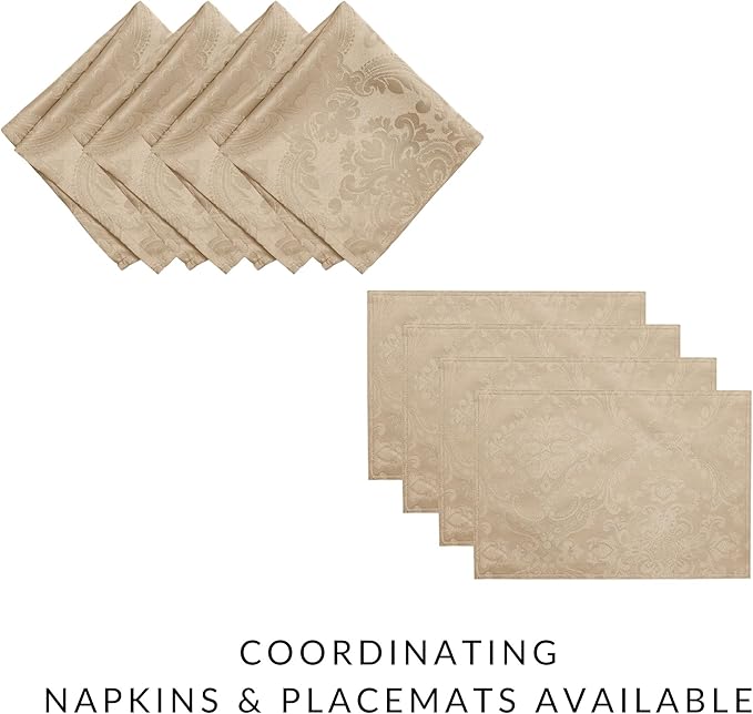 Elrene Home Fashions Caiden Elegance Damask Waterproof, Stain & Wrinkle Resistant Fabric Tablecloth, 60" x 120" Oblong/Rectangle, Taupe