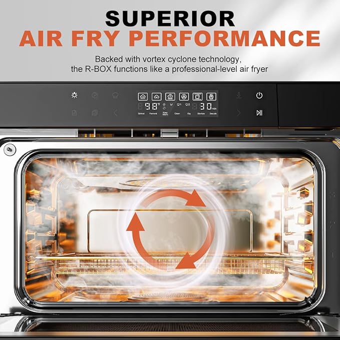 ROBAM Toaster Steam Combi Oven, Countertop Air Fryer 20-in-1 Oven with Convection & Grill, Stainless Steel Interior, 3-Layer Insulated Glass Door, 3 Steam Modes, 30 Built-In Recipes (Pink)