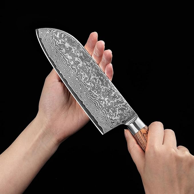 Wakoli EDIB Pro Premium Big Santoku Knife ??Japanese Style Kitchen Knife | 6.7-Inch Genuine Damascus Steel Blade with VG10 Core | Ergonomic Pakkawood Handle | Professional Chef Knife in Gift Box