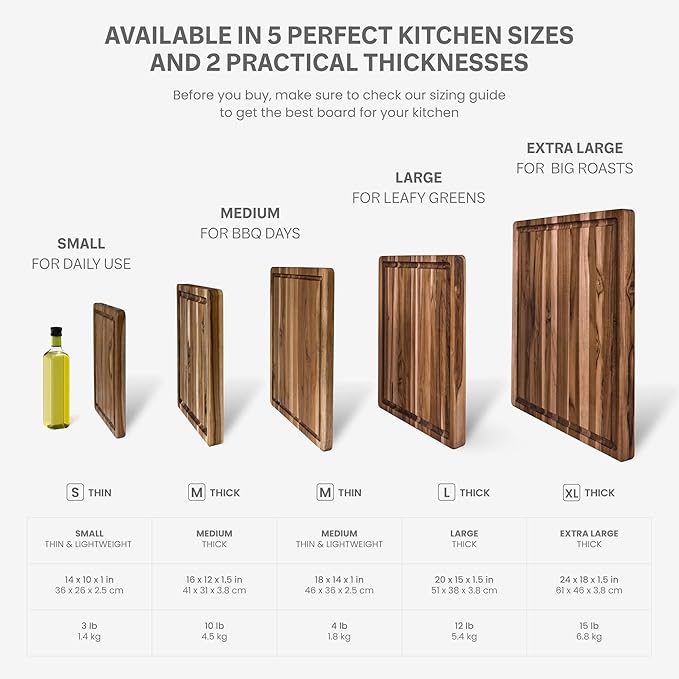 Teakhaus Cutting Board - Medium (M) Wood Cutting Board with Juice Groove (18?쒵 x 14?쓂) Holiday Gift Ideas for Men and Women - Gift-Ready, Thin, Lightweight, Reversible, Knife Friendly - FSC Certified