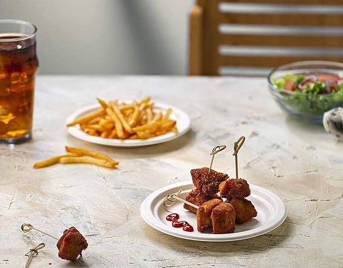 GUSTO [Case of 1,000 7 Inch Heavy-Duty Paper Plates, 100% Compostable, Eco-Friendly - Biodegradable Disposable Plates, Sugarcane Paper Plates (Formerly Comfy Package)