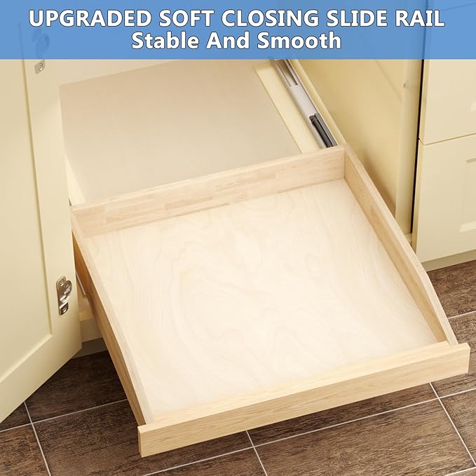 LOVMOR Pull Out Cabinet Organizer 13쩍?쓂 x 21?쒭, Cabinet Pull Out Shelves with Soft Close, Pull Out Shelf, Cabinet Drawers Slide Out for Kitchen Base Cabinets