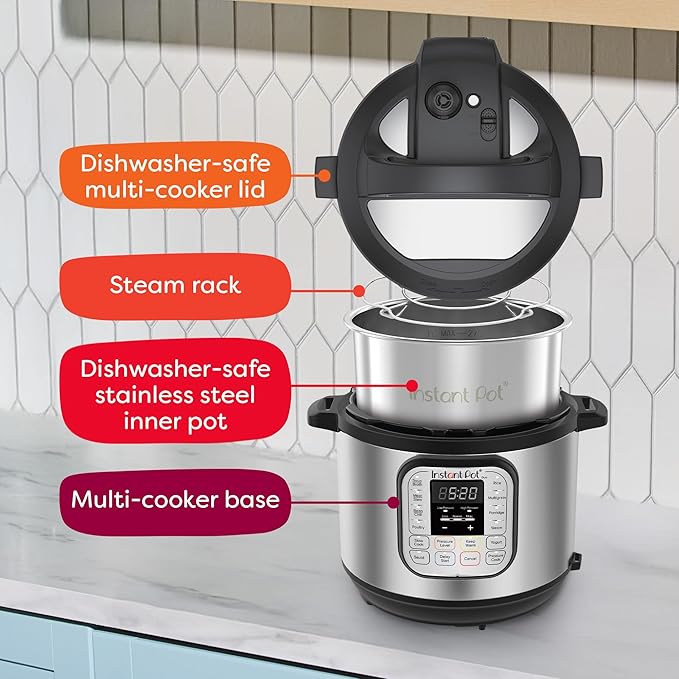 Instant Pot Duo 7-in-1 Electric Pressure Cooker, Slow Cooker, Rice Cooker, Steamer, Saut챕, Yogurt Maker, Warmer & Sterilizer, Includes App With Over 800 Recipes, Stainless Steel, 8 Quart