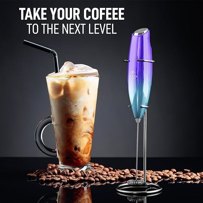 Zulay Kitchen Executive Series Luxury Gift Milk Frother ??Handheld Electric Foam Maker for Coffee, Lattes & Hot Chocolate ??Deluxe Finish, Ideal Gift for Coffee Lovers