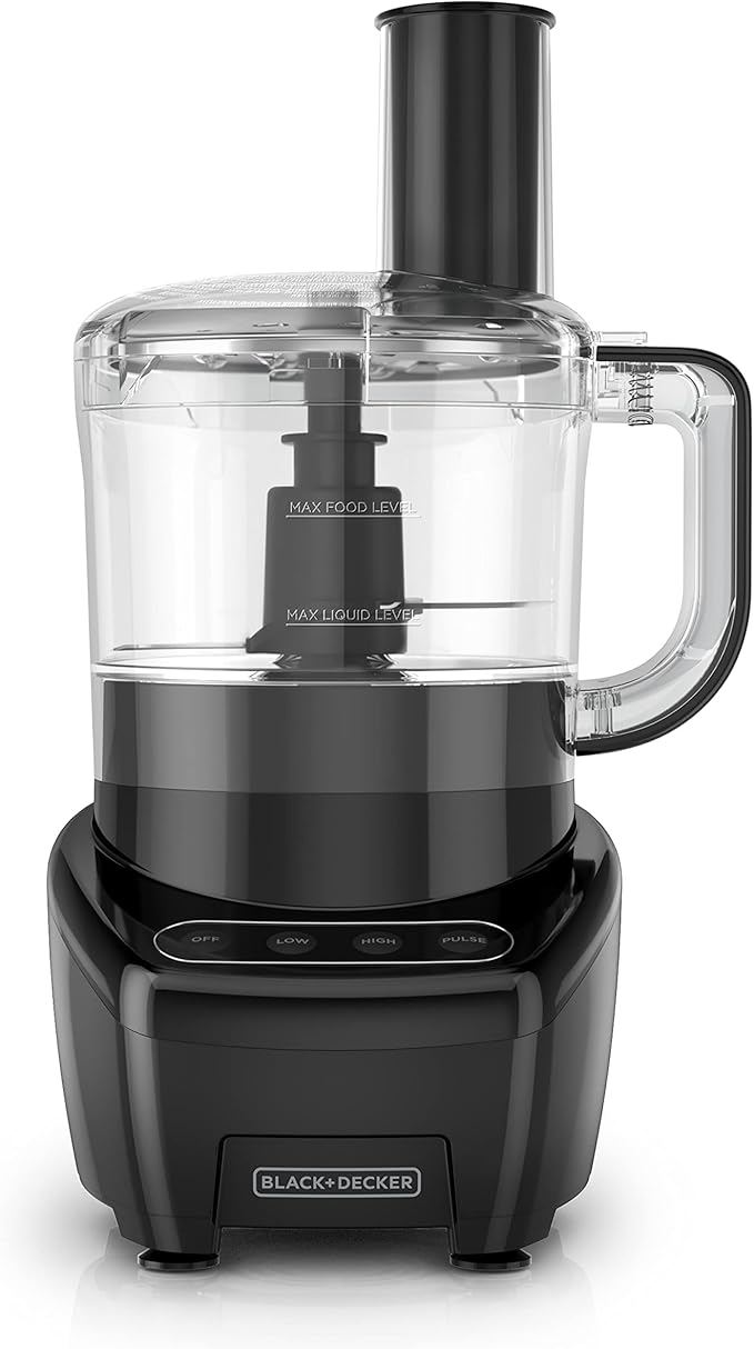 BLACK+DECKER 3-in-1 Easy Assembly 8-Cup Food Processor, Stainless Steel S-Blade, Easy-Clean, Touchpad Controls Black