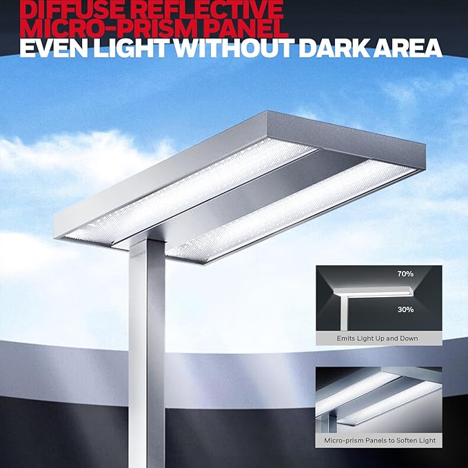 Honeywell LED Floor Lamp Modern - 02E Pro Sunturalux??Eye Caring Standing Light, 10400LM Dimmable Reading Tall Lampara for Home Office Living Room Bedroom,100W,4000K Natural Daylight